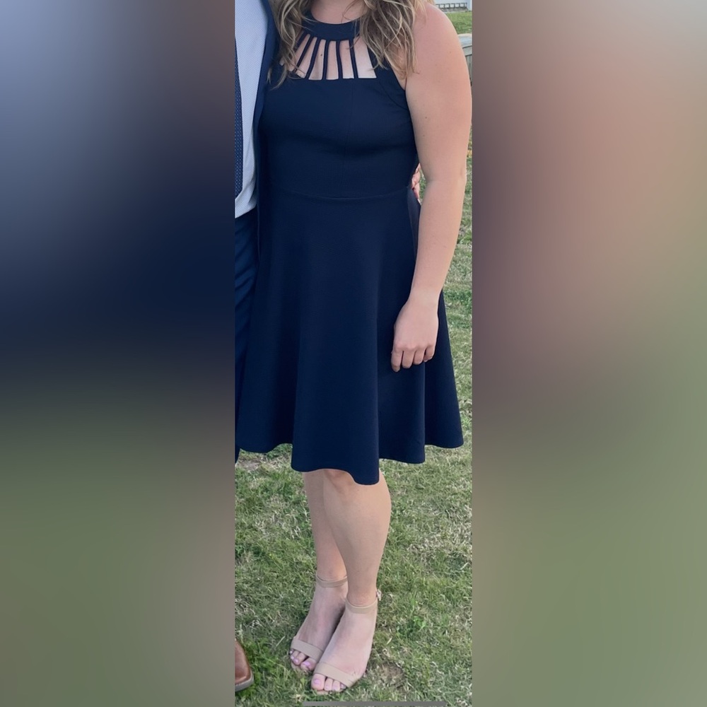 Park & Fifth Navy Blue Halter A-Line Mini Dress